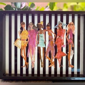 RARE Henri Bendel Black and White Striped Vanity Tray